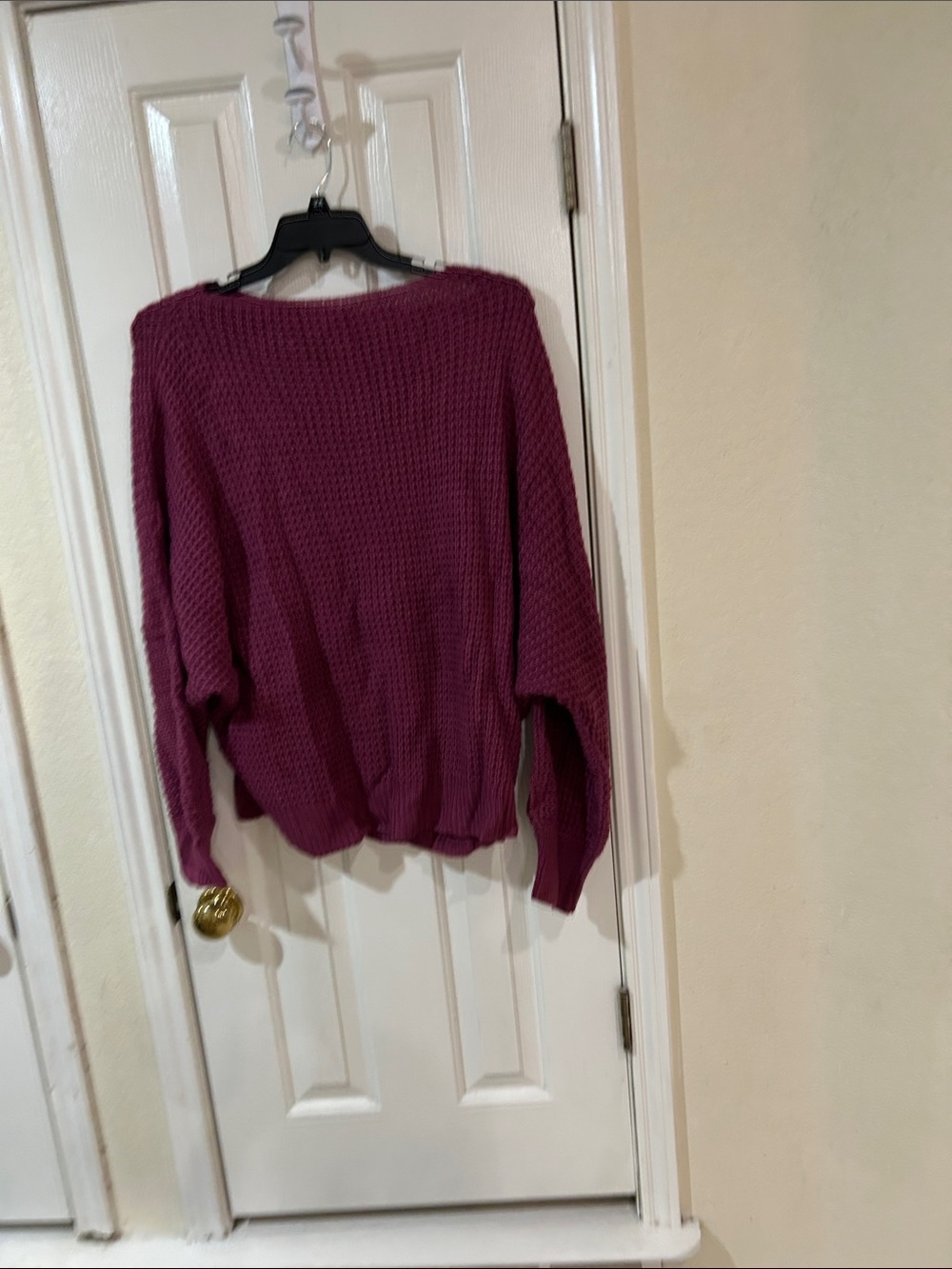 SHEIN Off-the-Shoulder Chunky Knit Sweater in Plum